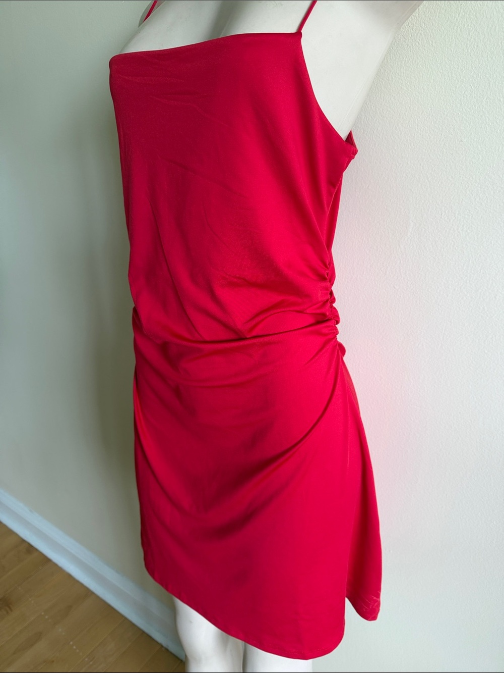 Red Spaghetti-Strap Slip Dress - Picture 2 of 7